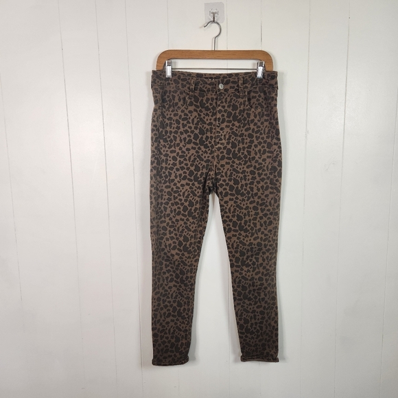 American Eagle Super Hi-Rise Jeggings Leopard Print Jeans Stretch Size 10 Short - Picture 2 of 11